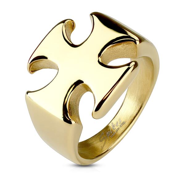 Iron Cross Gold Stainless Steel Ring size 14 - Picture 1 of 1